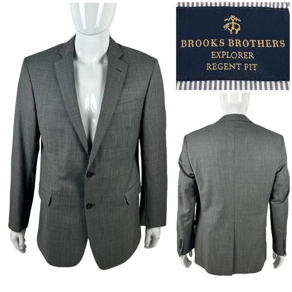 Brooks Brothers Mens 42 L Blazer Jacket Explorer Regent Fit 2 Button Gray EUC